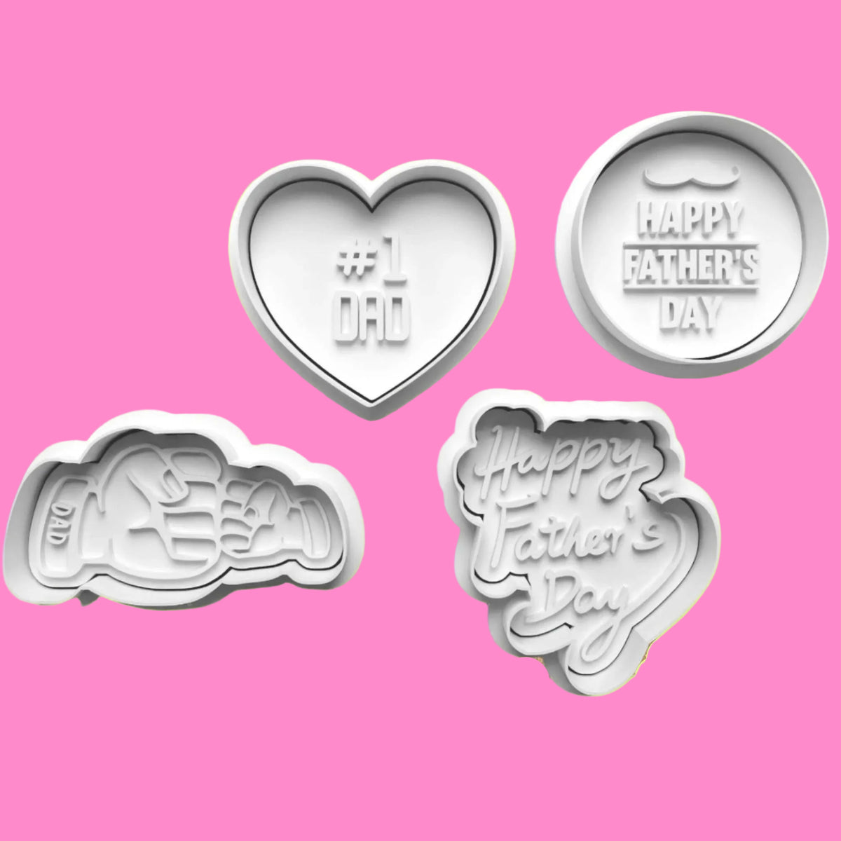 Happy Fathers Day complete Cookie Cutters and Embosser Set. Handmade gift item..