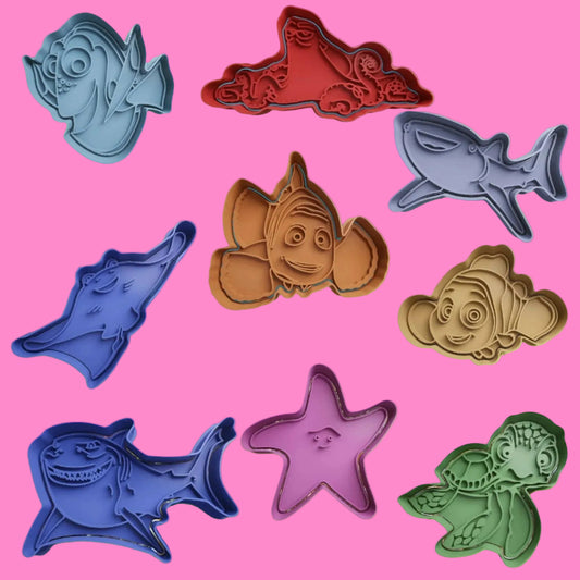 Nemo & Friends Cookie Cutter and Embosser Stamp Complete Set.
