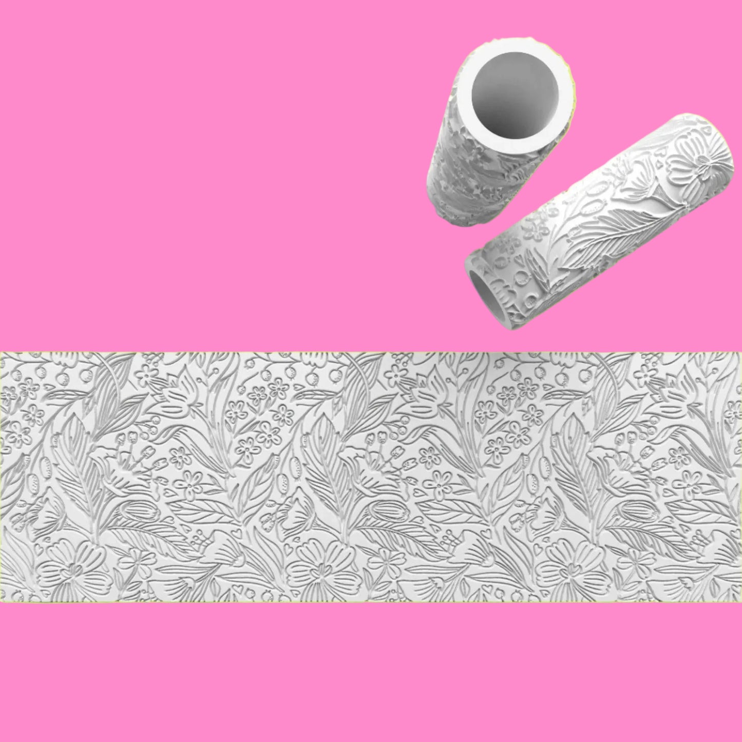 Flower Pattern  Design Textured Roller for Fondant Polymer Clay Etc Debosser.