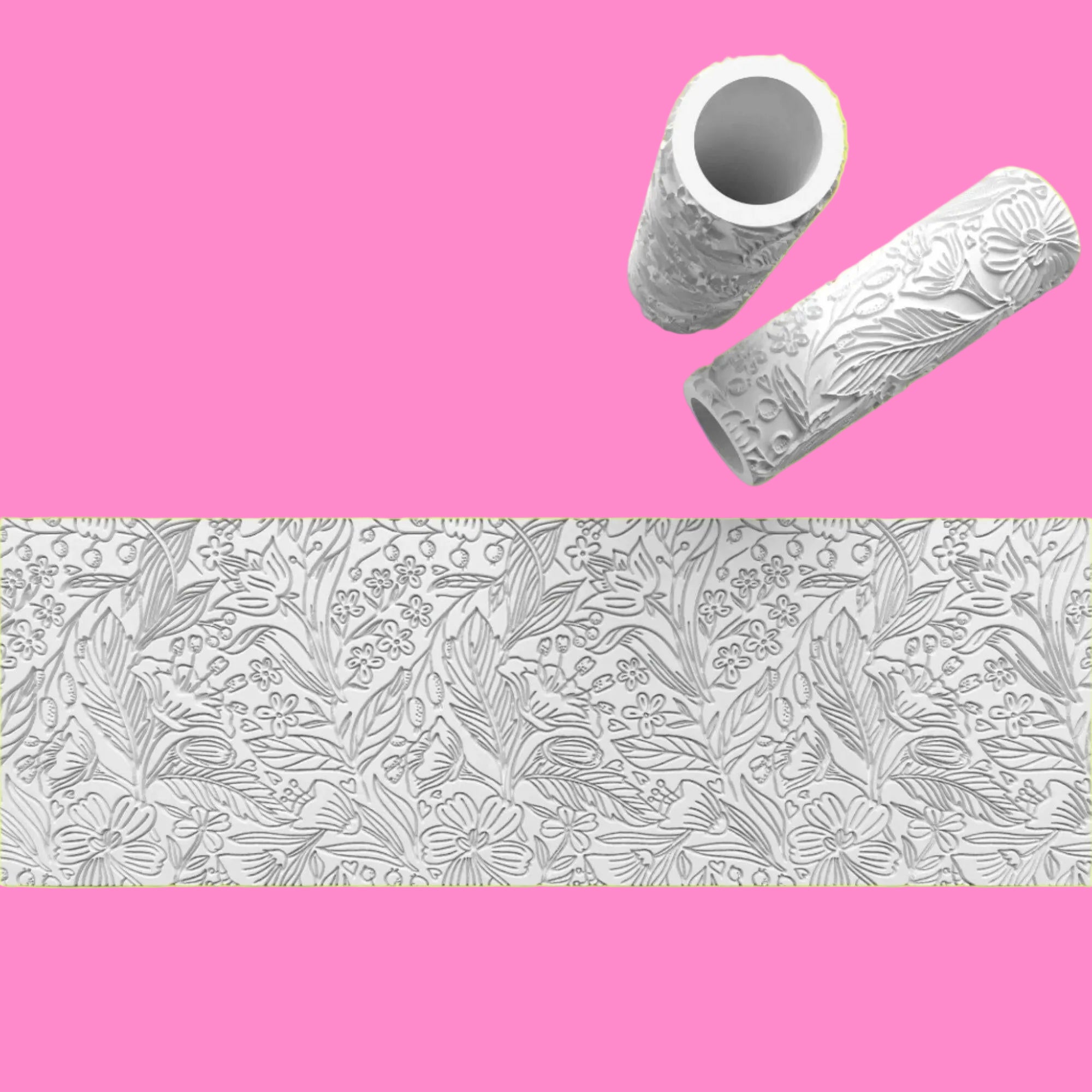 Flower Pattern  Design Textured Roller for Fondant Polymer Clay Etc Debosser.
