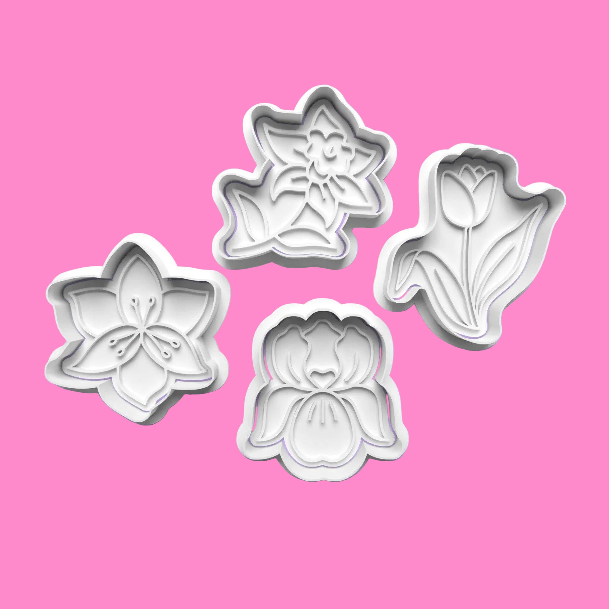 Floral Cookie Cutter Set (4 pcs) | Lily, Iris, Daffodil & Tulip | PLA Baking Tools.
