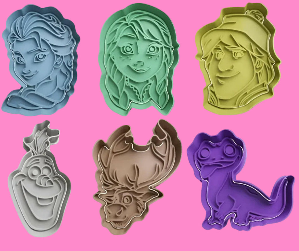 Frozen Cookie Cutter and Embosser Stamp Set of 6.