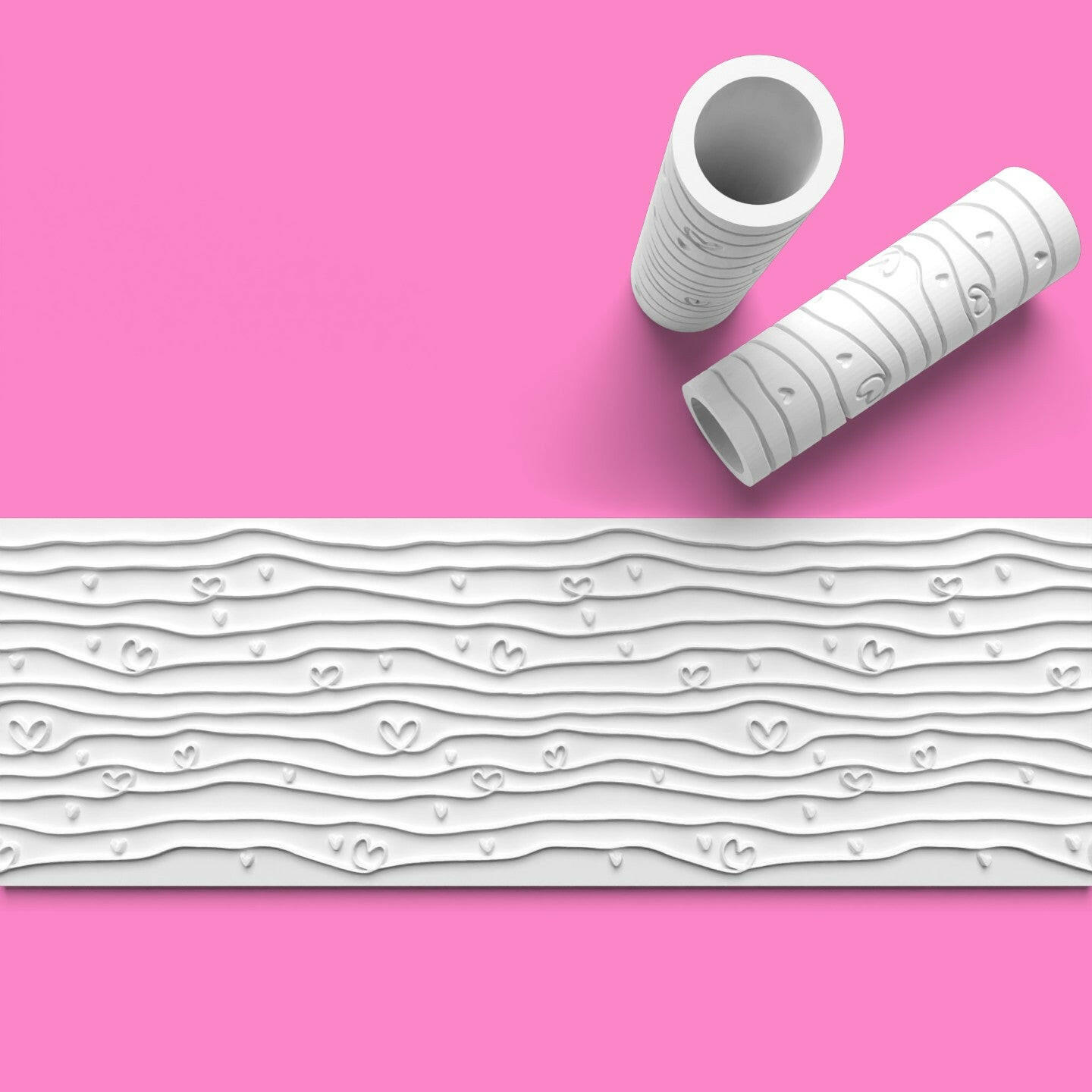 Heart Textured Roller for Fondant Polymer Clay Etc.
