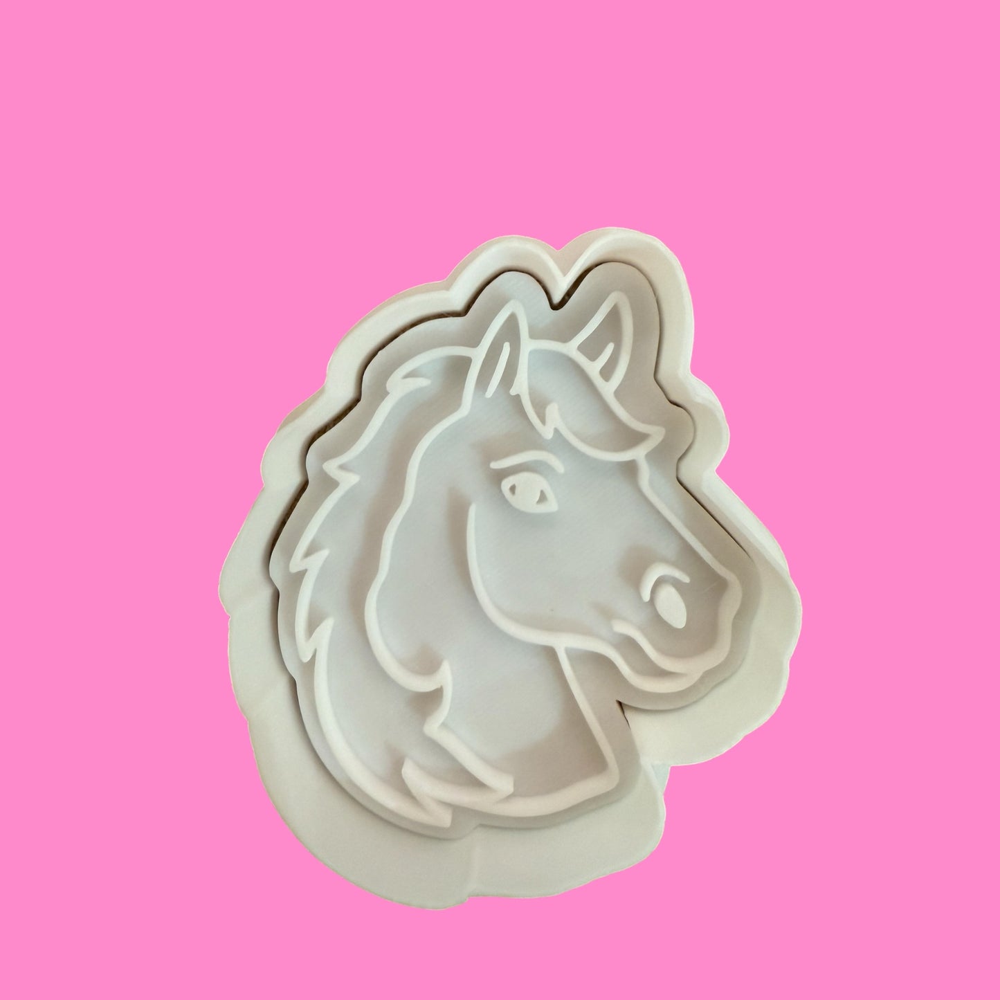 Horse Head with Flowing Mane Cookie Cutter & Embosser – Equestrian Baking Design