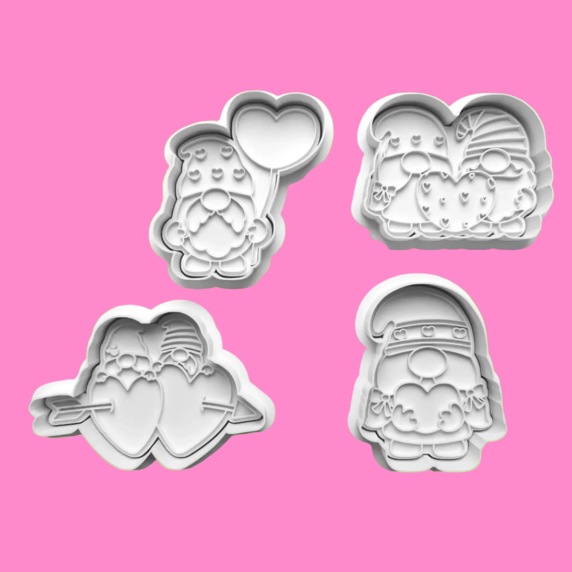 Valentines Day Gnome/Gonk Love Cookie Cutters and Embossers handmade items..