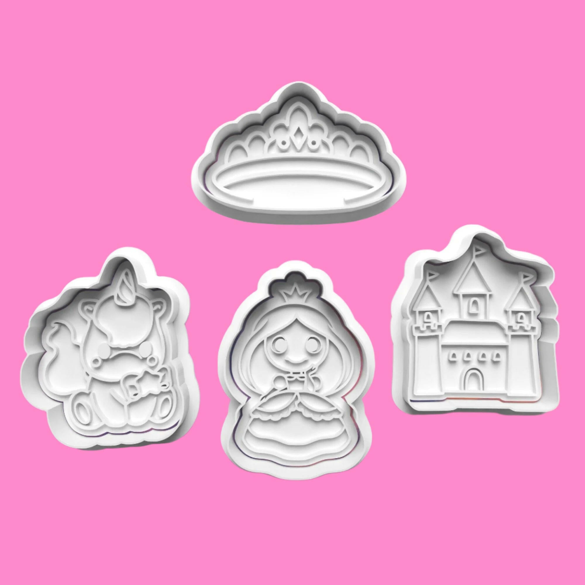 Unicorn Cookie Cutter and Embosser Set of 4 in 7cm or 10cm sizes..