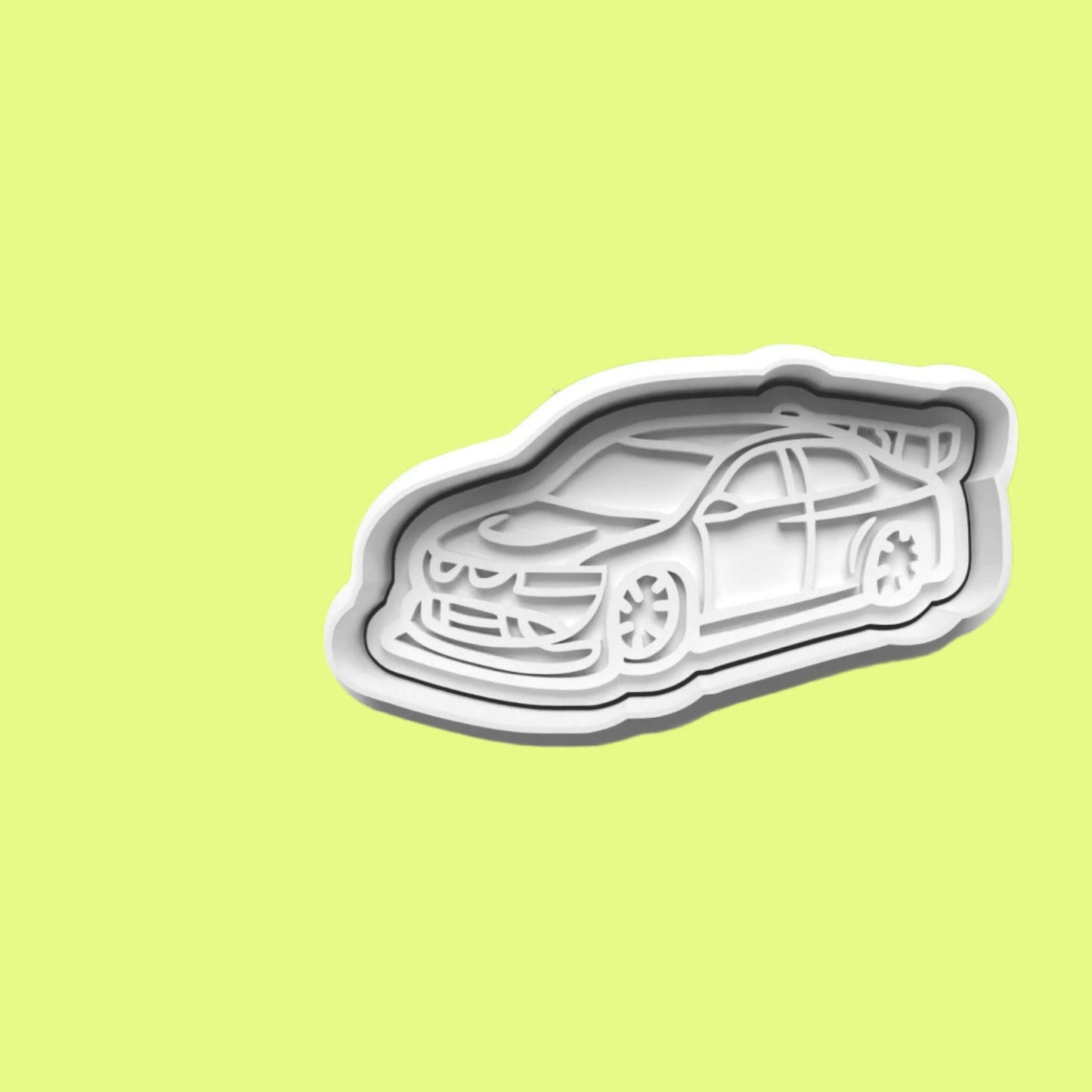 Race Car  Cookie Cutter and Embosser Stamp Set in 7cm or 10cm sizes..