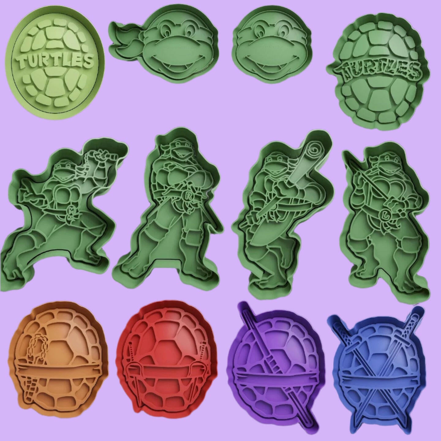 Teenage Mutant Ninja Turtles-Inspired Embosser and Cookie Cutter Set – 12-Piece Collection.