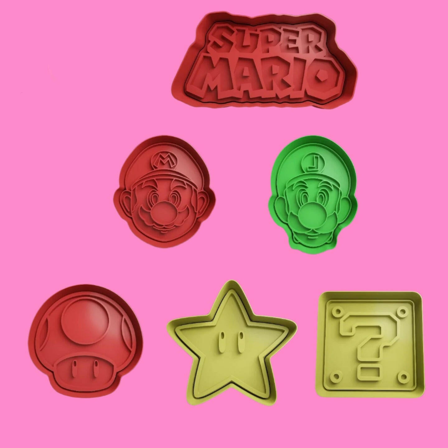 Super Mario-Inspired Embosser and Cookie Cutter Set – Set of 6.