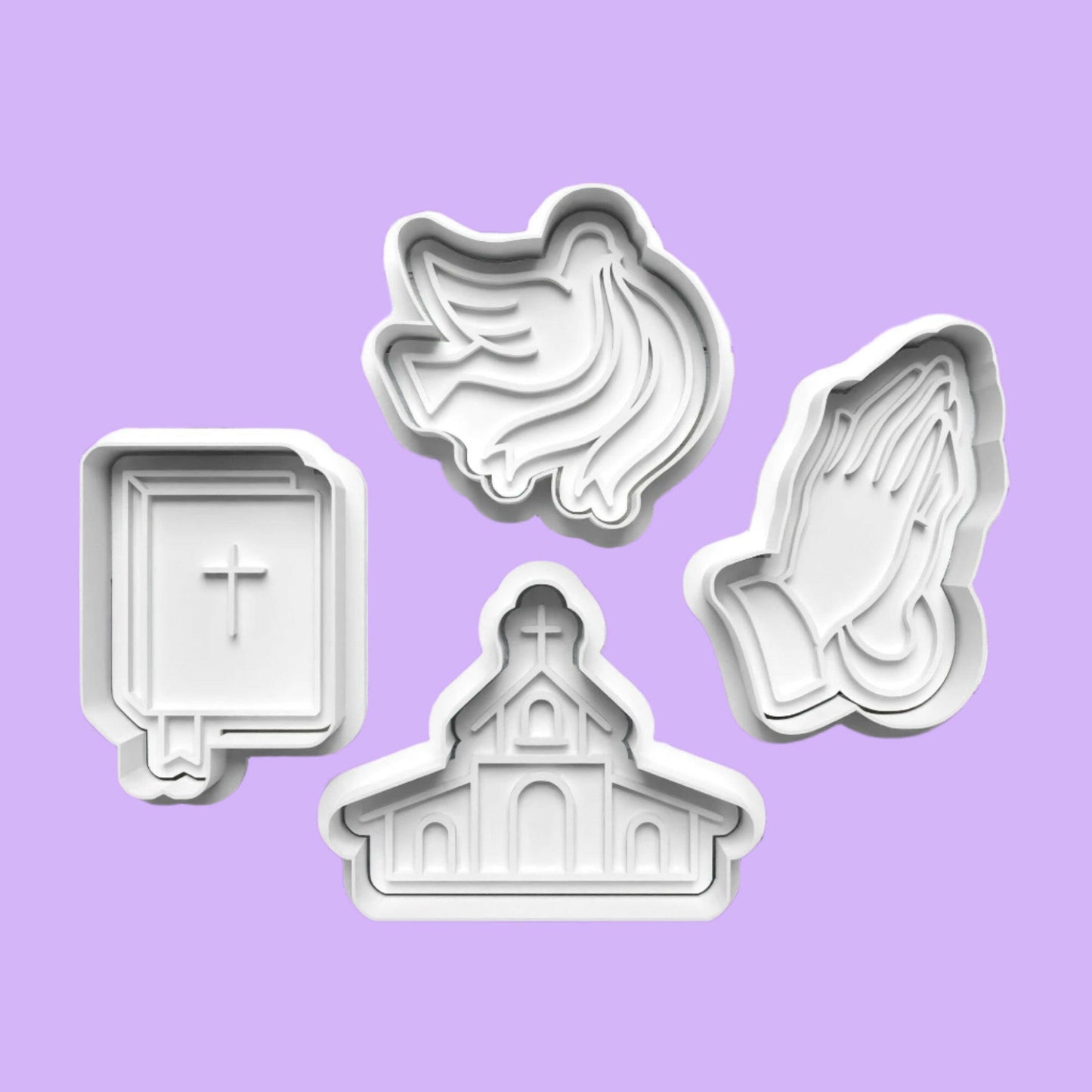 Religious Cookie Cutter and Embosser Stamp Complete Set.