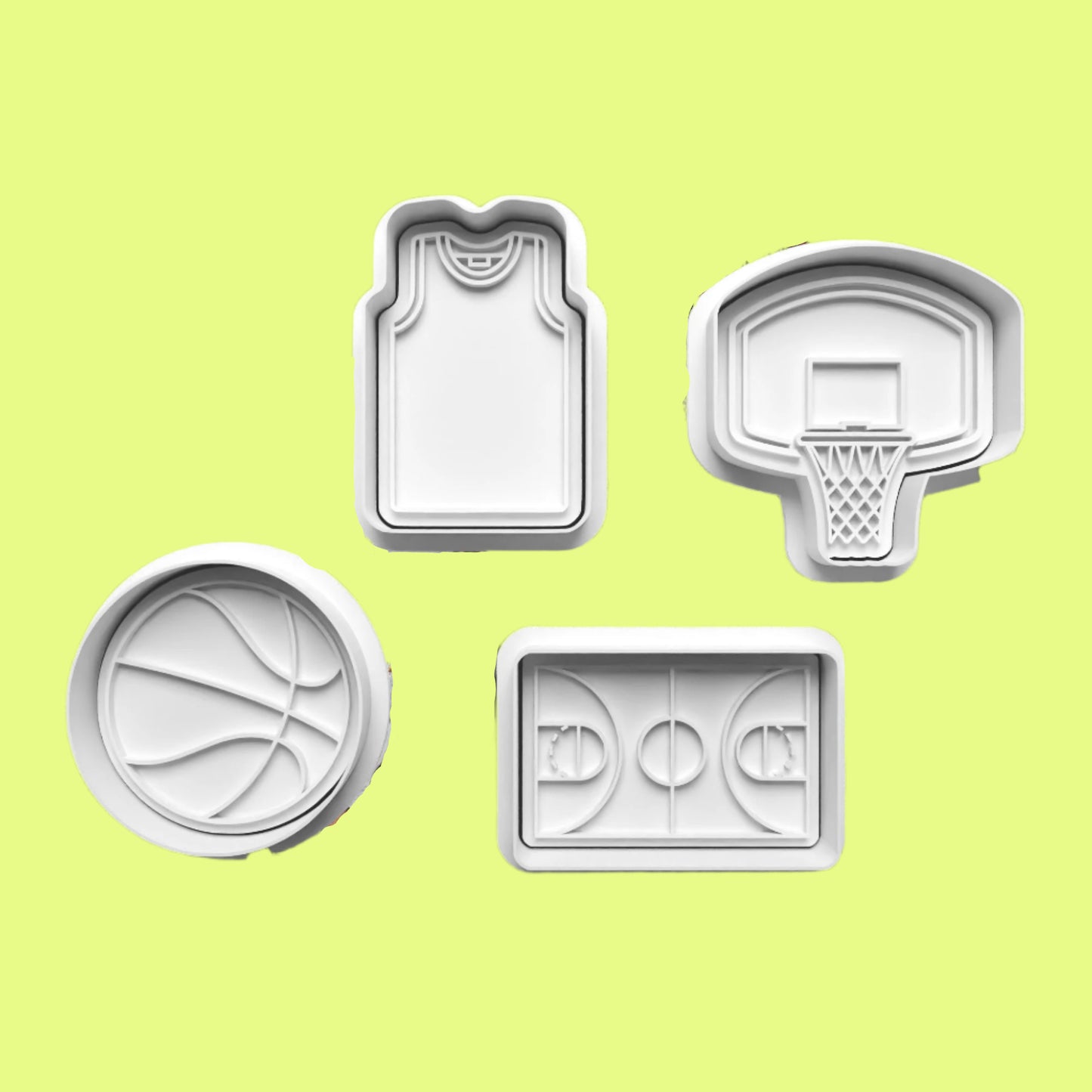 Basketball Court Ball Shirt complete Cookie Cutters and Embosser Set.