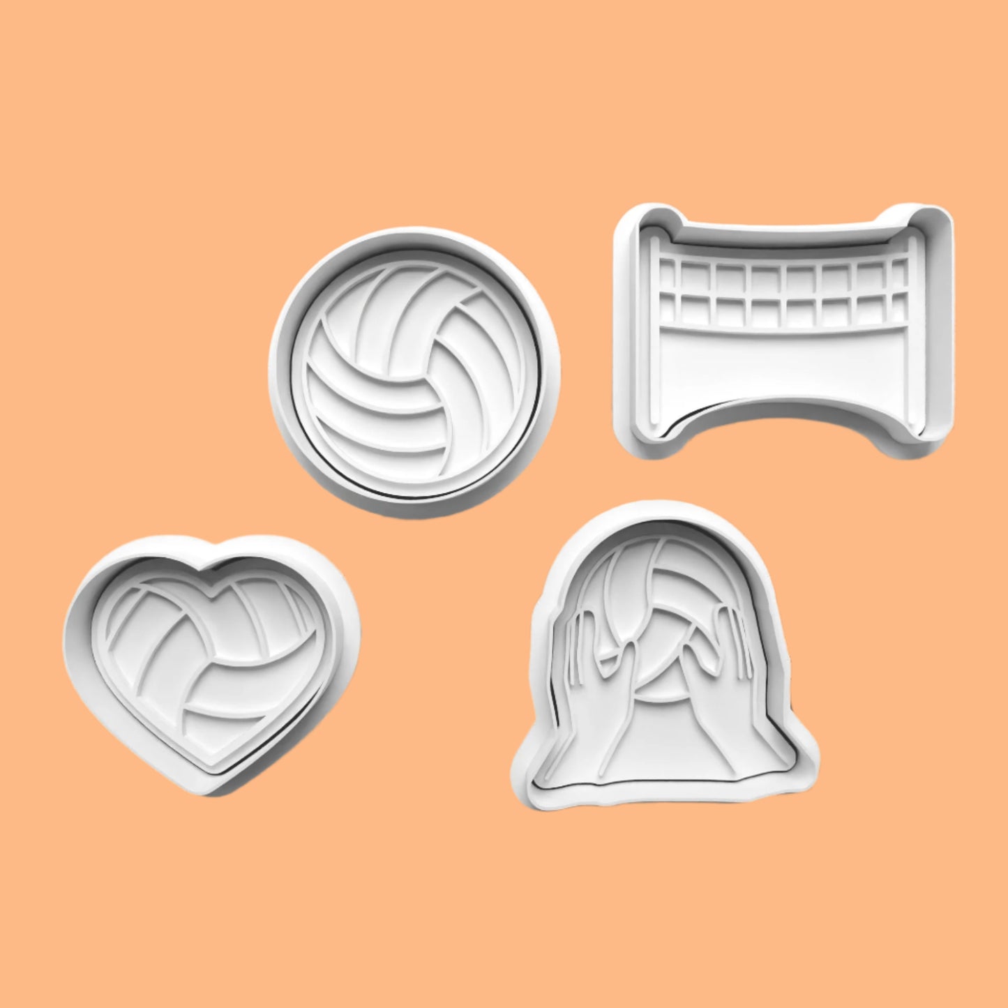 Volleyball complete Cookie Cutters and Embosser Set. Handmade gift item.