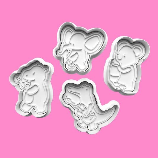 Musicical Animals Band Cookie Cutter and Embosser Stamp Set in 7cm or 10cm sizes.