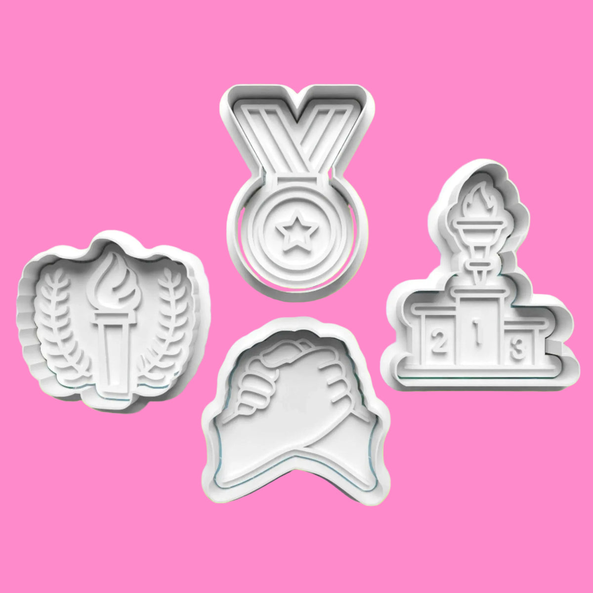Olympics Cookie Cutter and Embosser Stamp Set in 7cm or 10cm sizes..