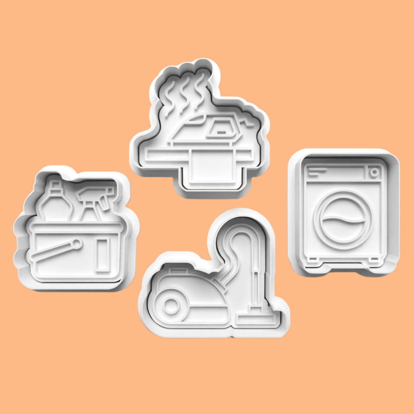 Domestic Appliances Cookie Cutter and Embosser Stamp Set in 7cm or 10cm sizes.