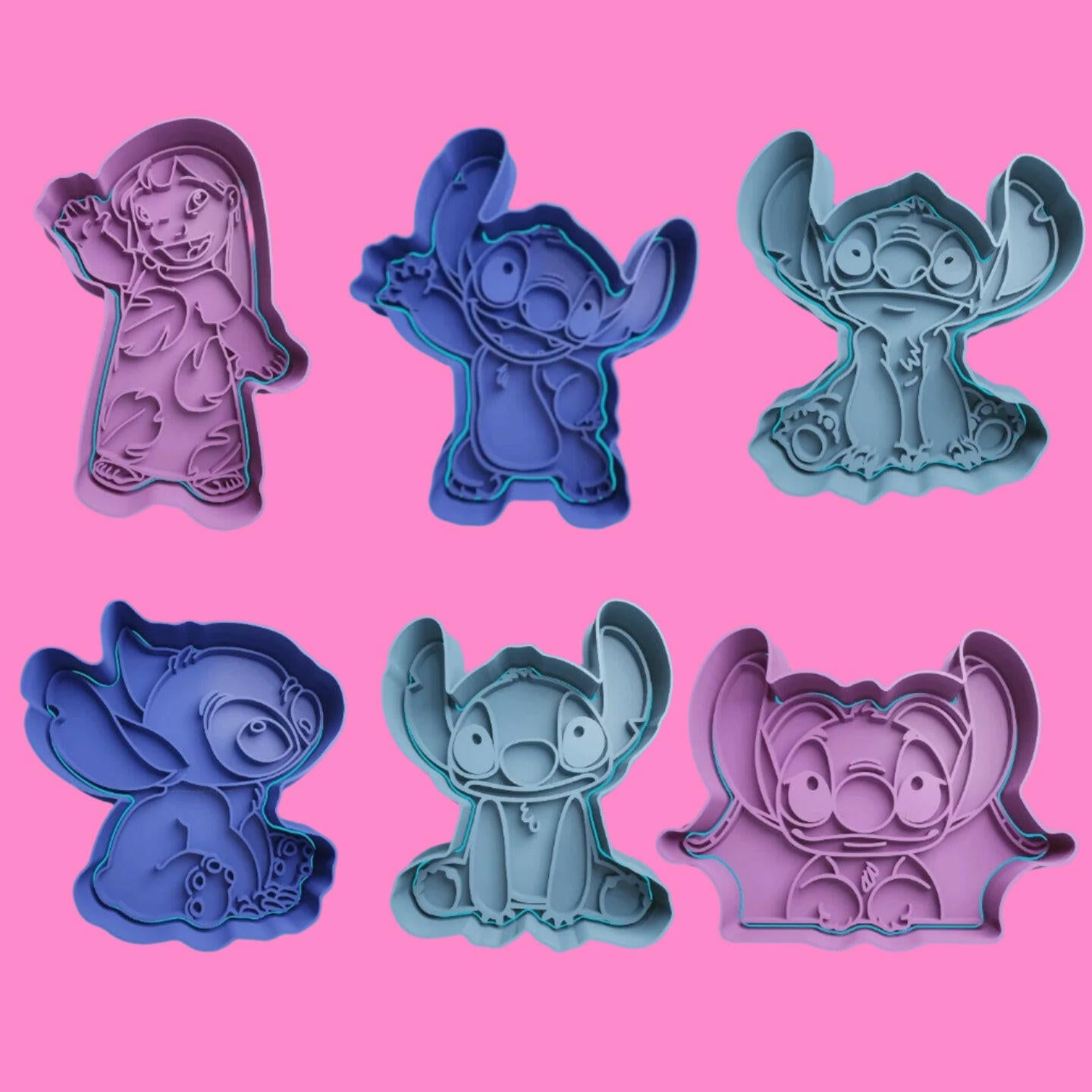 Lilo & Stitch Inspired Cookie Cutter and Embosser Stamp Combo Set - Fun Baking Supplies.