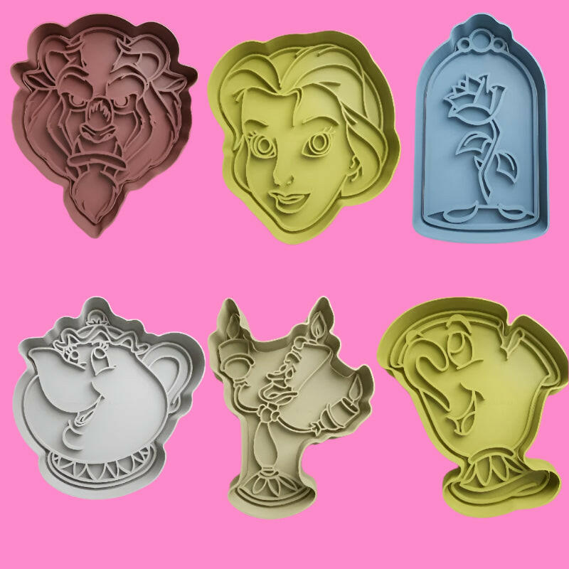 Enchanting Beauty and the Beast Inspired Cookie Cutter with Embosser Stamp Set..