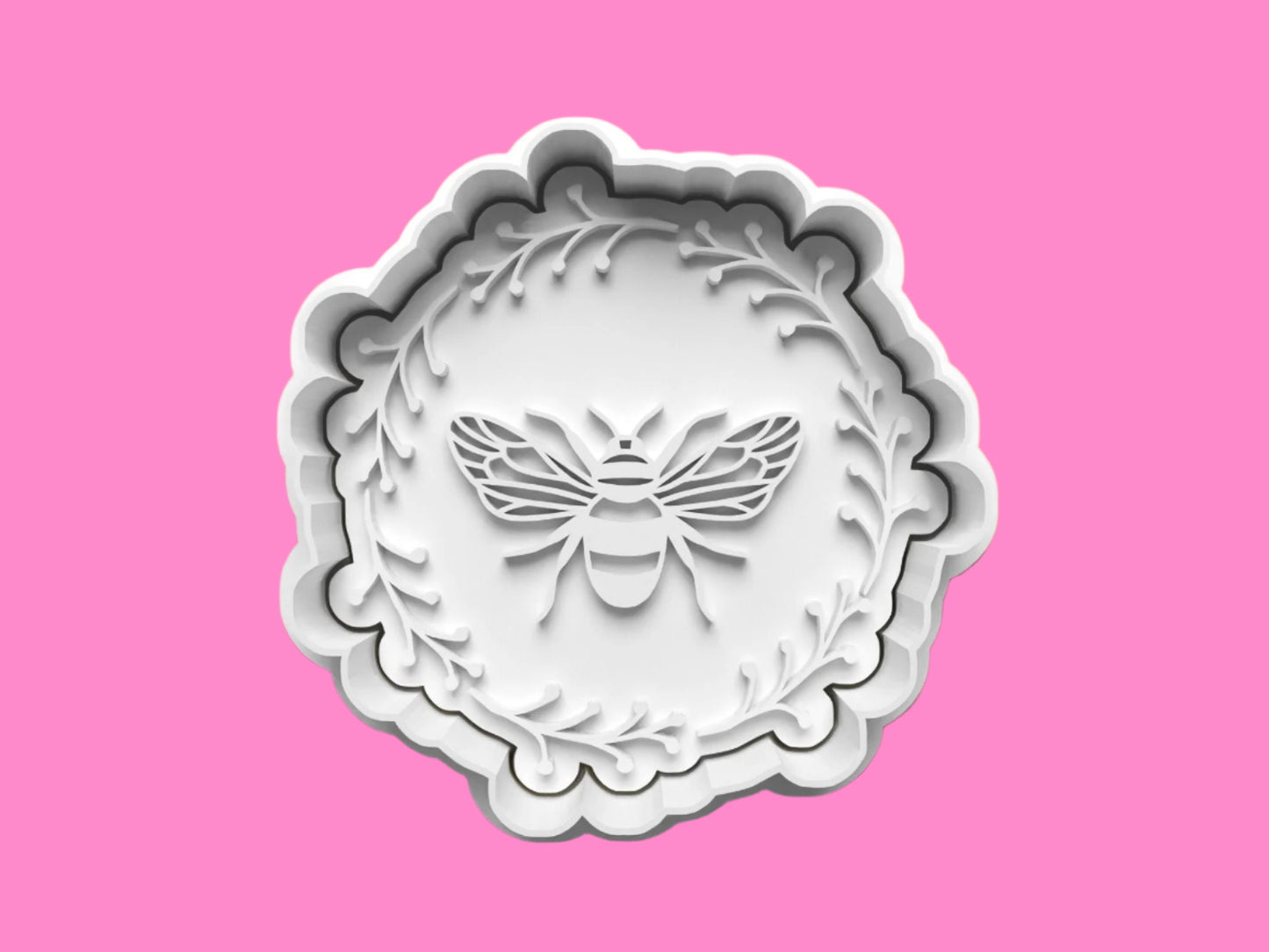 Honey-Bee Design Design Cookie Cutter with Embosser Stamp Set.