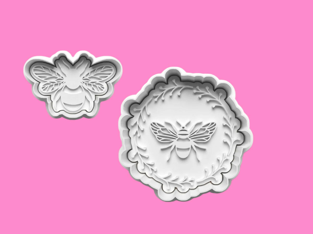Honey-Bee Design Design Cookie Cutter with Embosser Stamp Set..