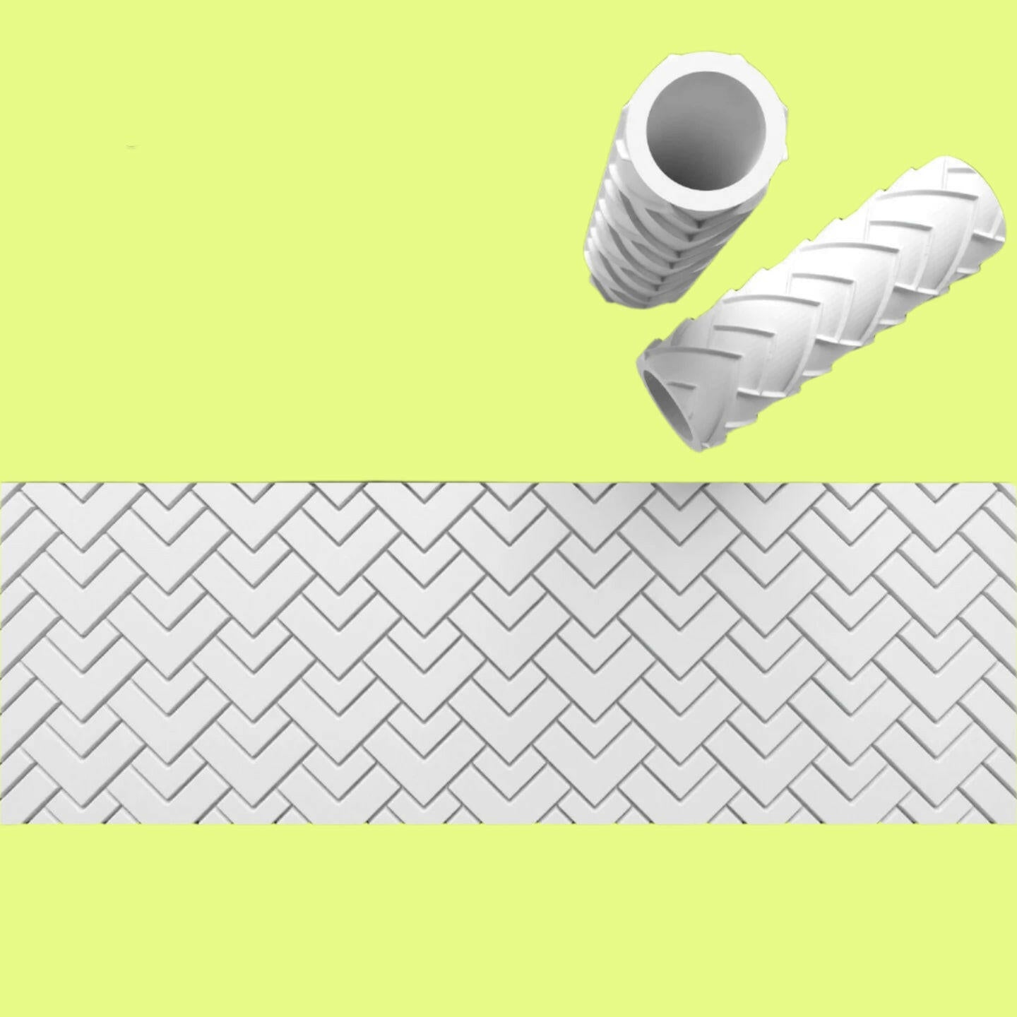 Tile Pattern Textured Rolling Pin – Emboss or Outboss Variations.