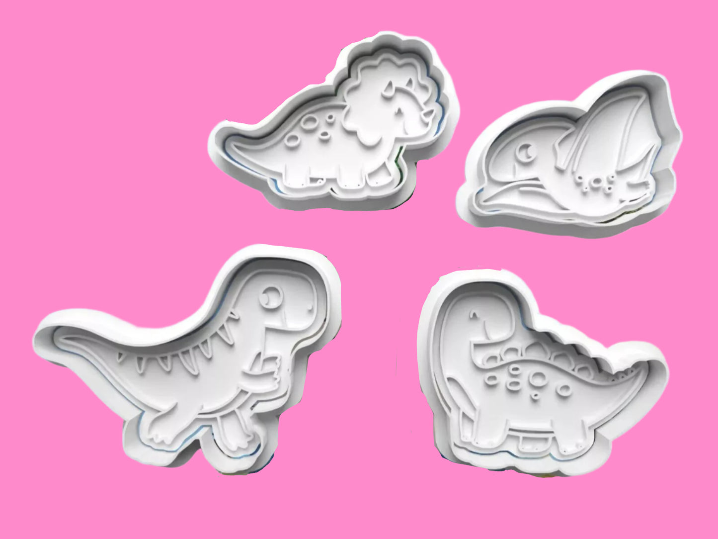 Dinosaur set 2 Cookie Cutter and Embosser Stamp Set