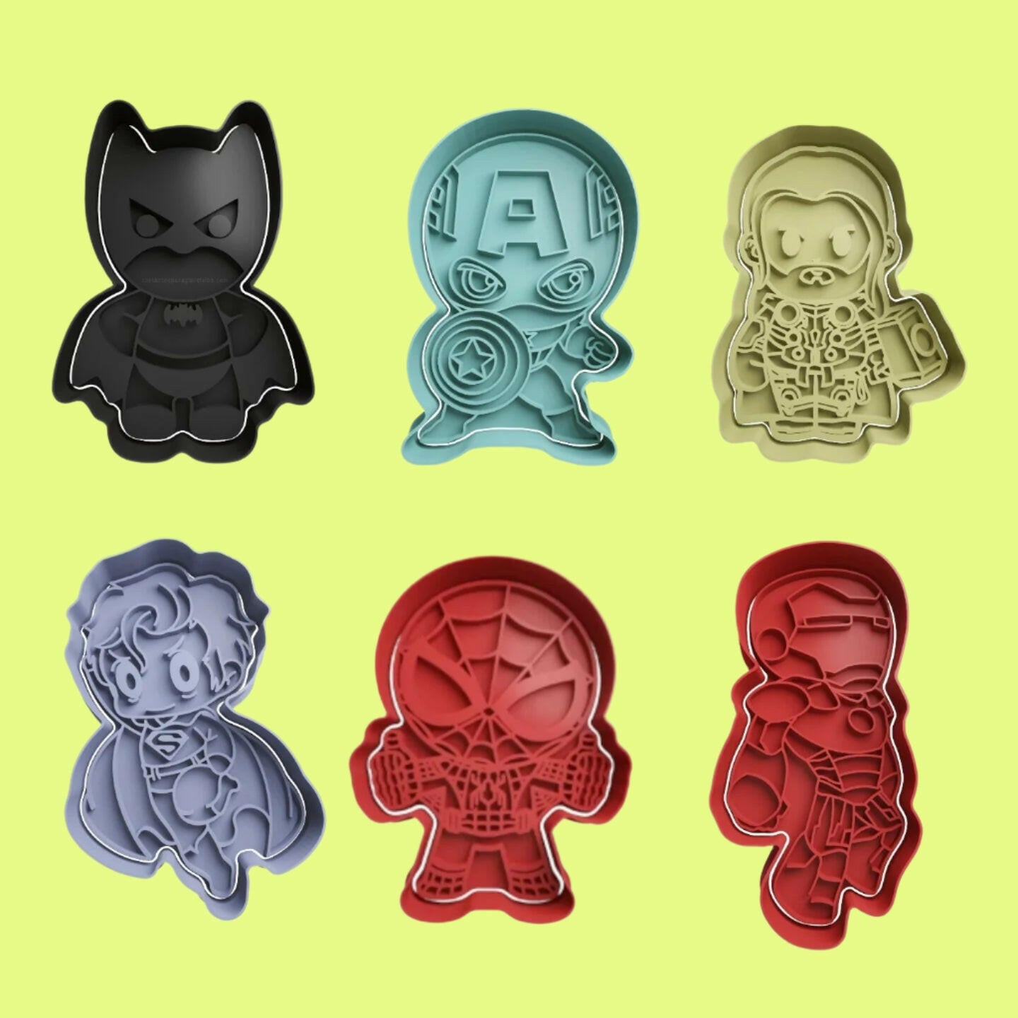 Super Hero Cookie Cutter and Embosser Stamp Set 8cm.