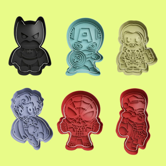 Super Hero Cookie Cutter and Embosser Stamp Set 8cm