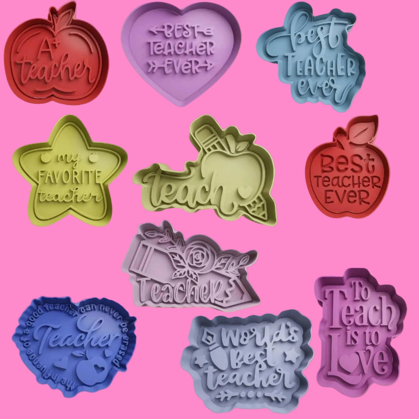 Best Teacher Thank You Embosser and Cookie Cutter Set – Show Your Appreciation Set of 10.