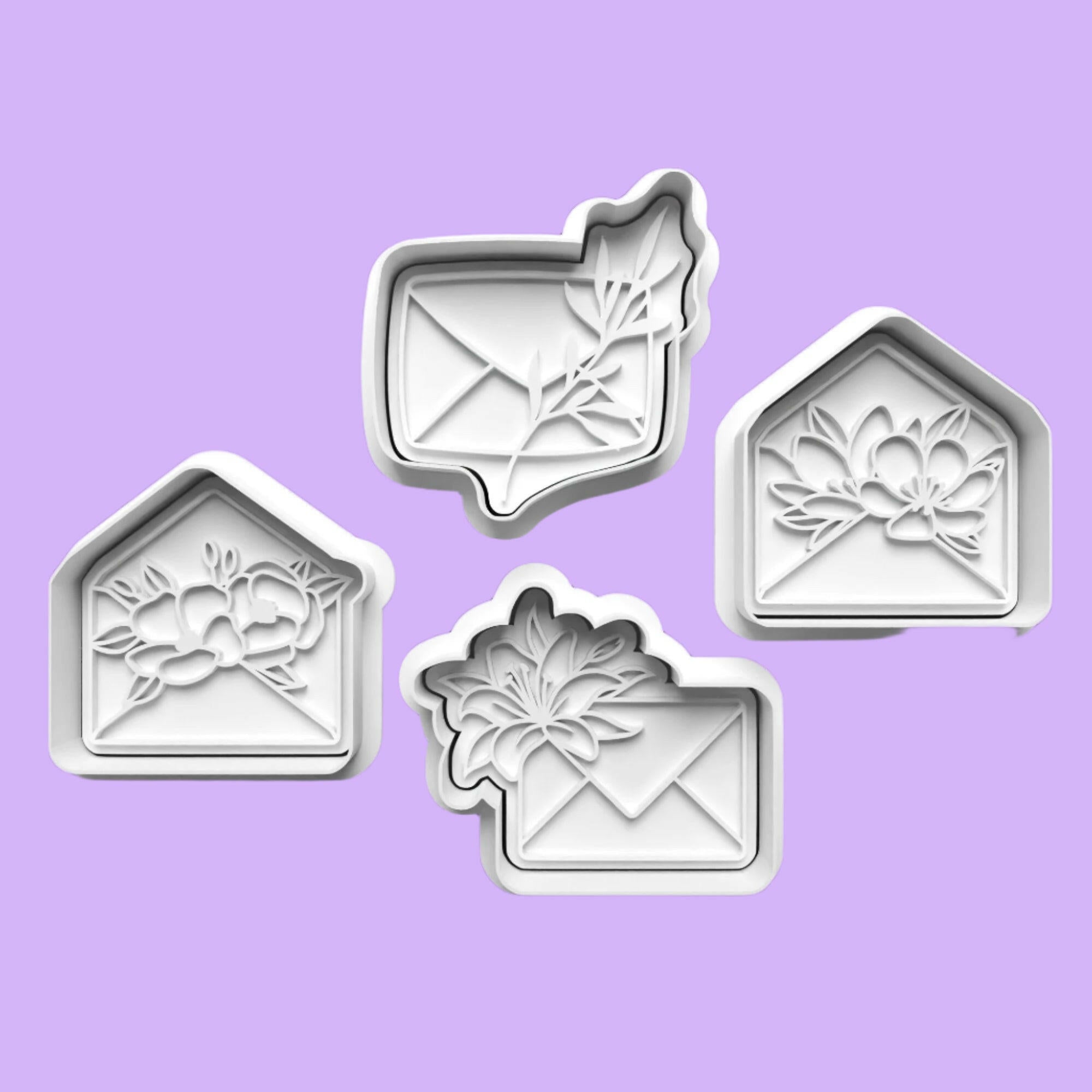 Flower Envelopes  Cookie Cutter and Embosser Stamp Set in 7cm or 10cm sizes..