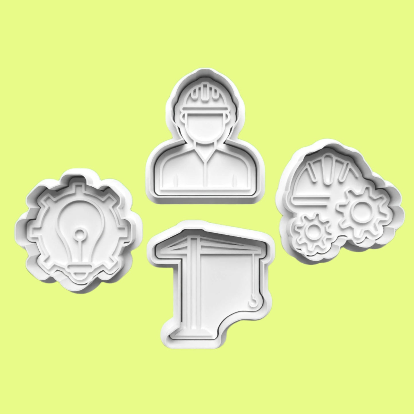 Engineer Cookie Cutter and Embosser Stamp Set in 7cm or 10cm sizes.