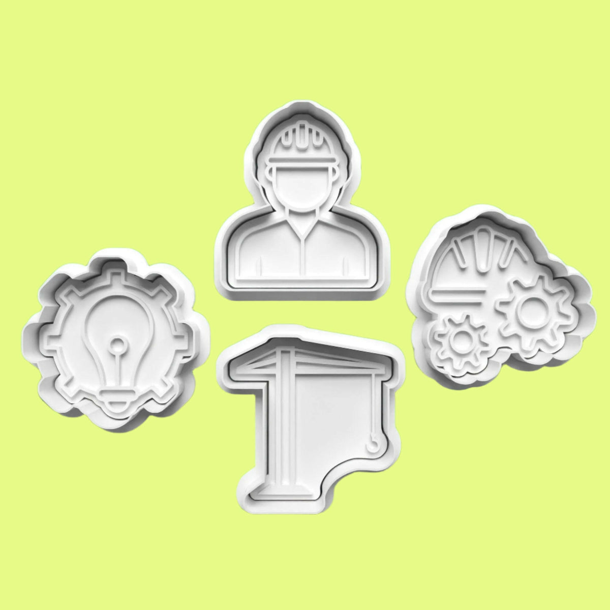 Engineer Cookie Cutter and Embosser Stamp Set in 7cm or 10cm sizes..
