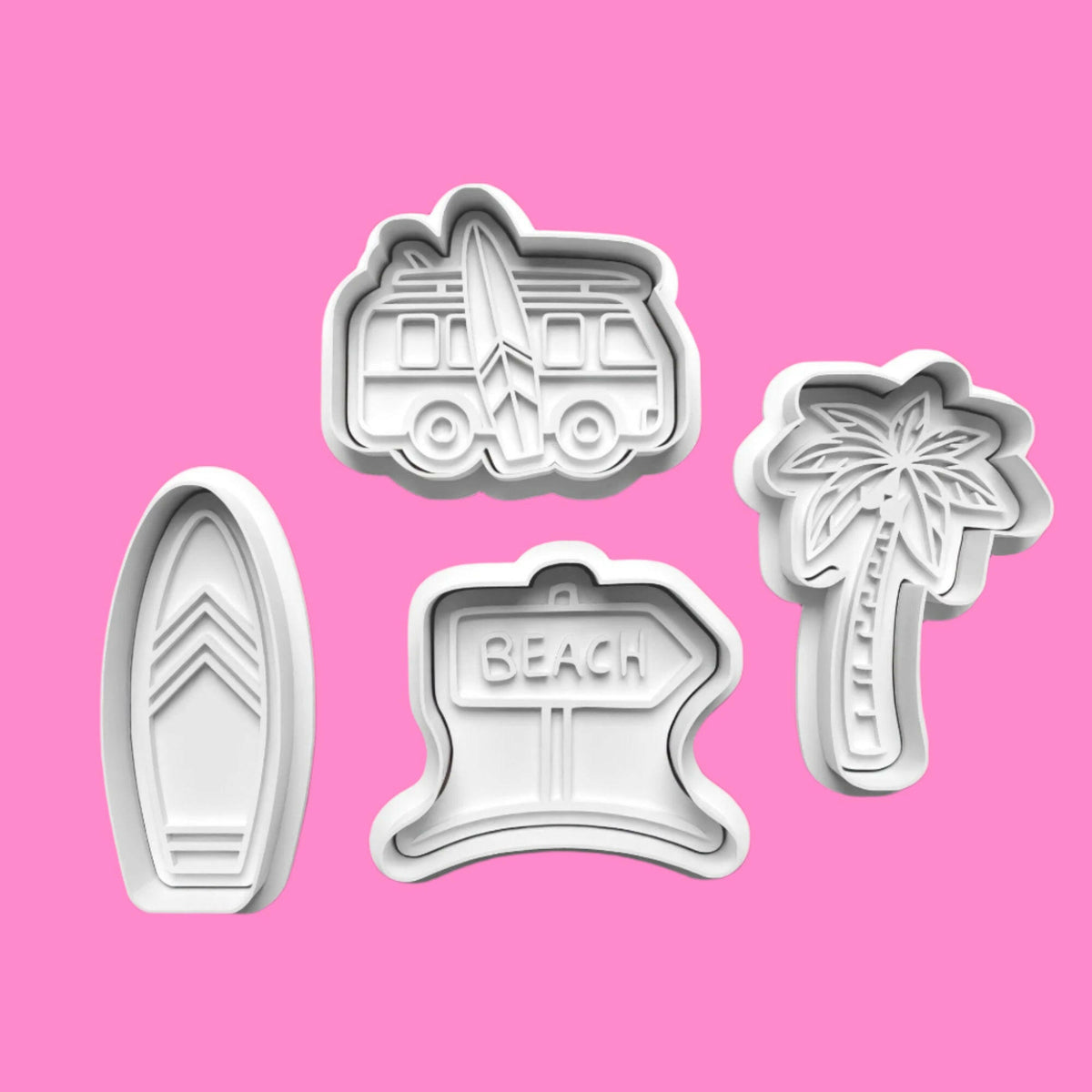 Surfing Cookie Cutter and Embosser Stamp Set. Handmade gift item..