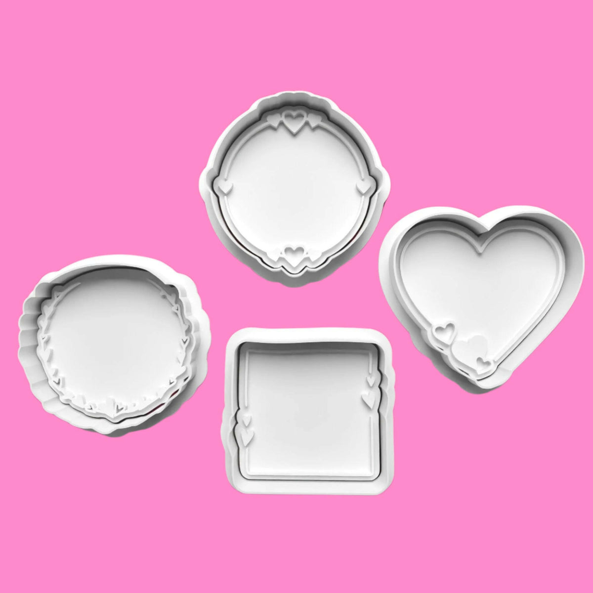 Love Heart Valentines Frames Theme Cookie Cutter and Embosser Stamp Set. Handmade gift item..