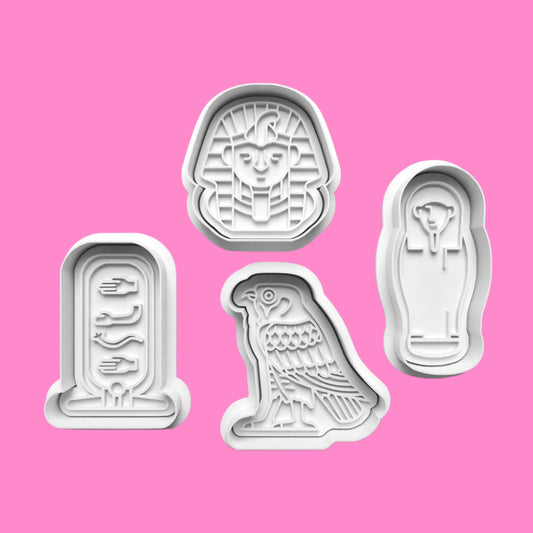 Egyptian Theme Set 2 Cookie Cutter and Embosser Stamp Set. Handmade gift item.