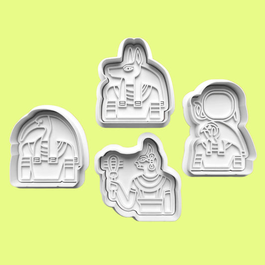 Egyptian Gods Cookie Cutter and Embosser Stamp Set. Handmade gift item.