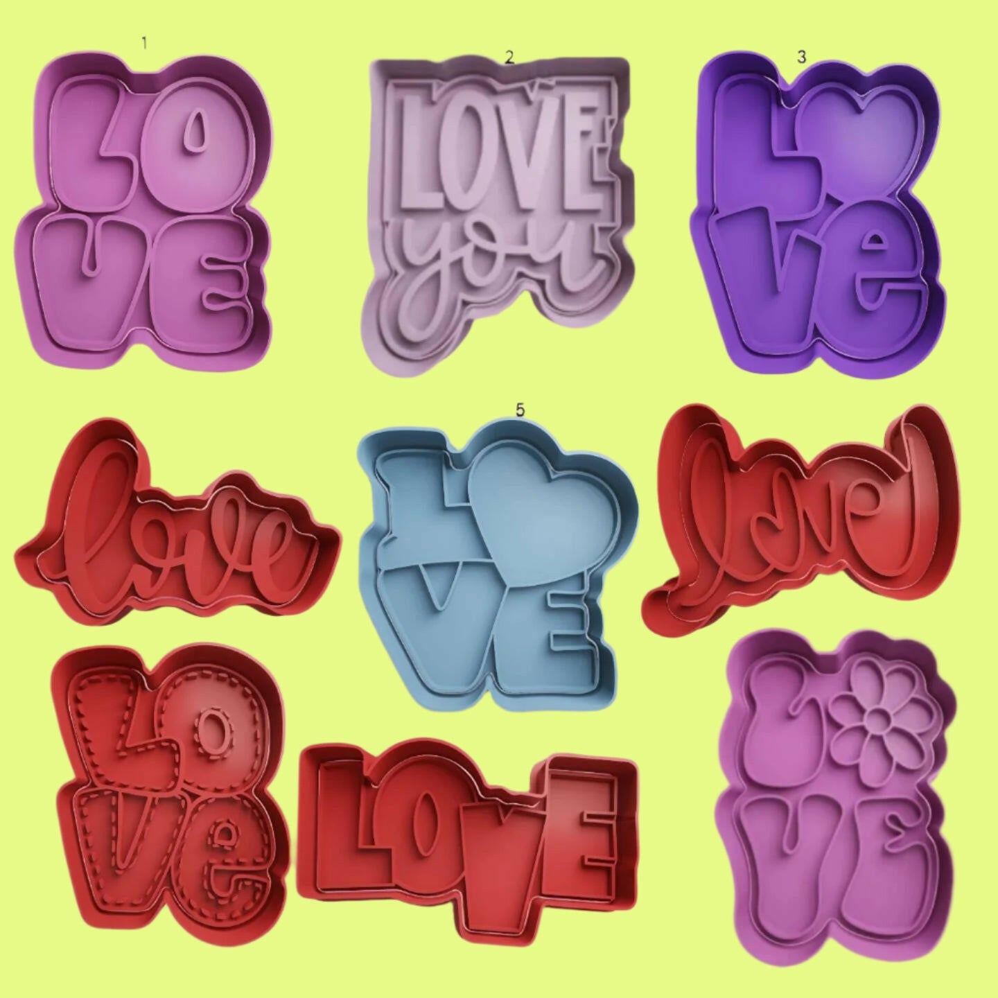 Various Style Love Design Cookie Cutter and Embosser Stamp.