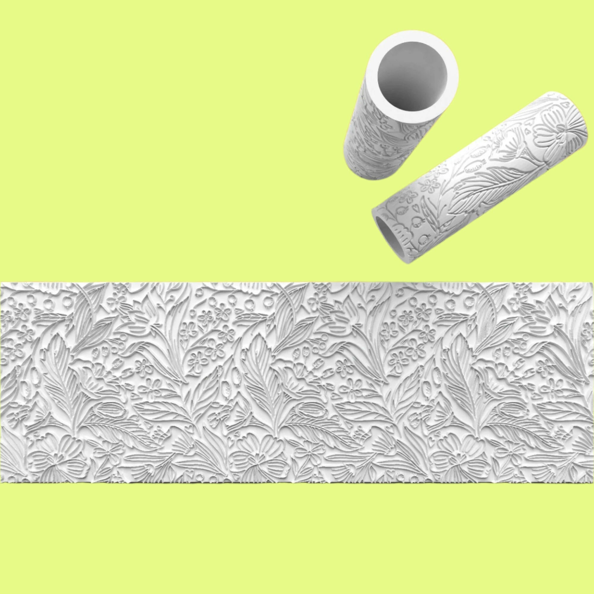 Floral Textured Roller Emboss  Outboss for Fondant and Clay – Intricate Flower Patterns.