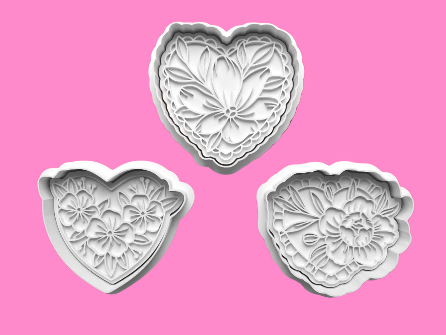 Flower and Hearts Cookie Cutter and Embosser Set.