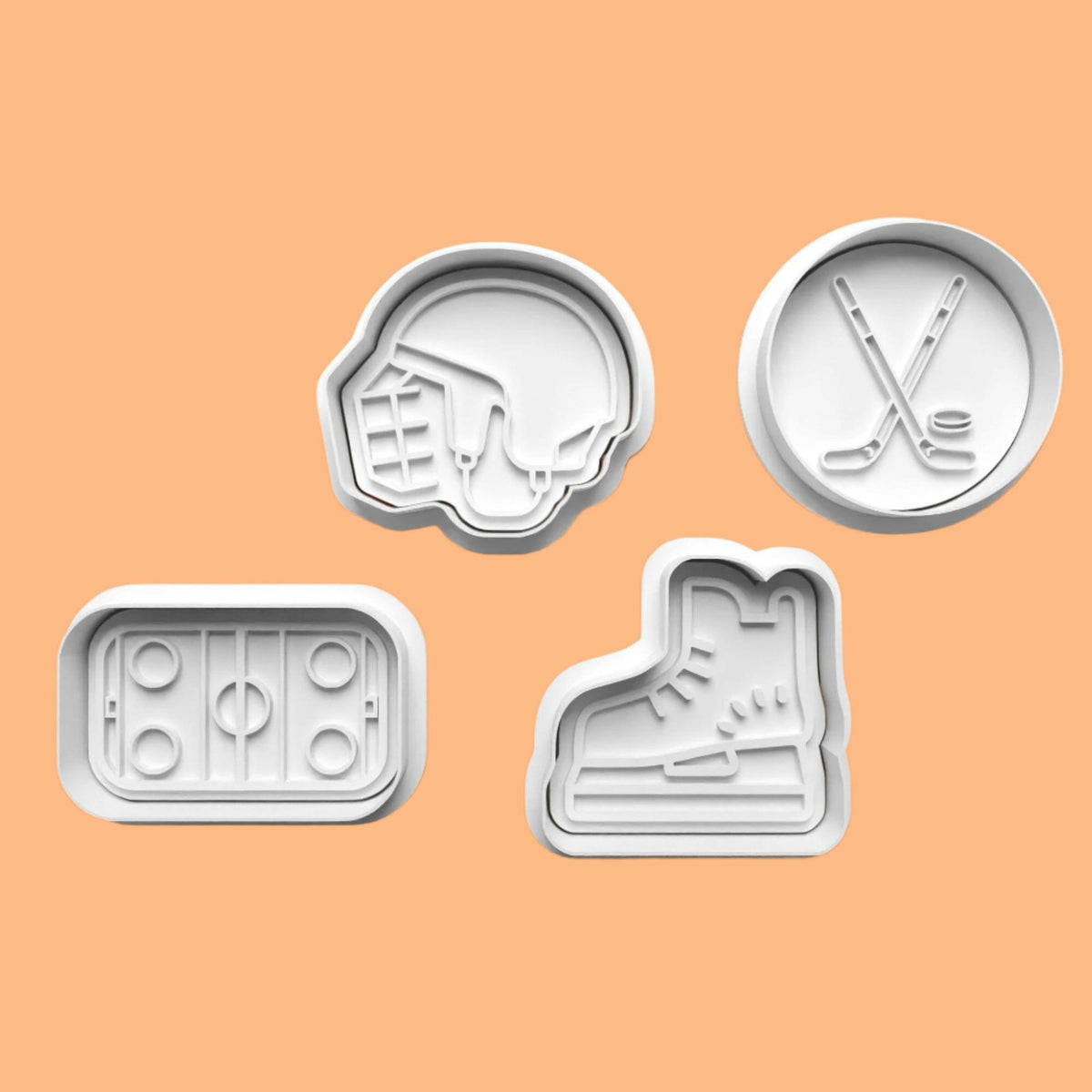 Ice Hockey Themed Cookie Cutter and Embosser Stamp Set..