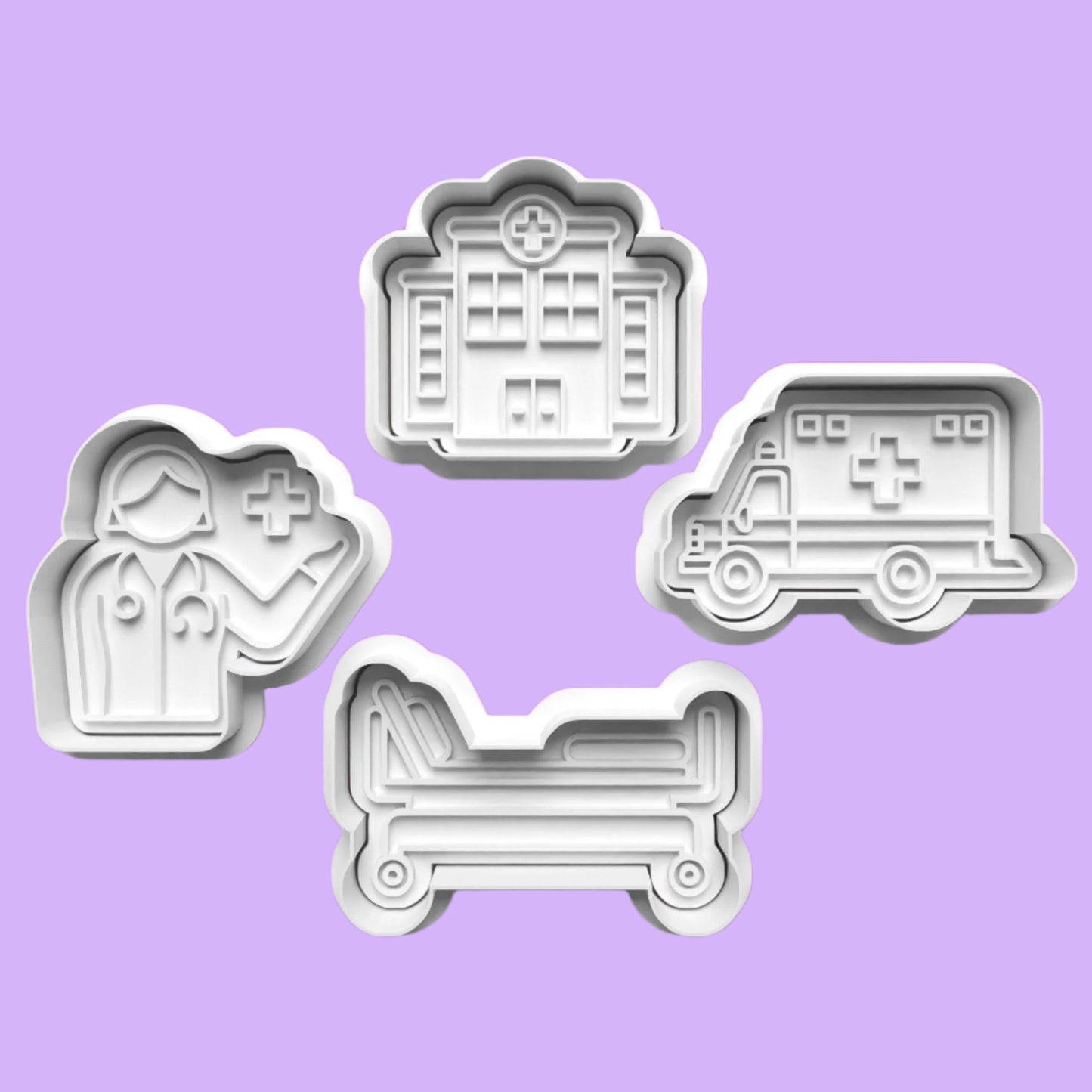 Nurse Cookie Cutter Set (4 pcs) | Medical-Themed Baking | PLA