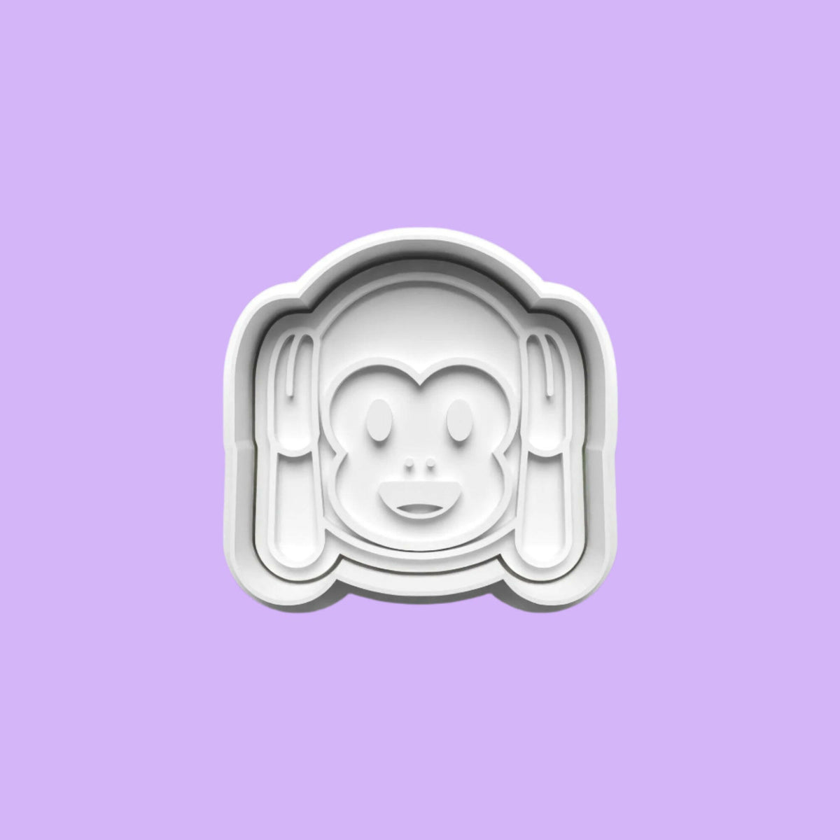 See No Hear No Speak No Monkey Cookie Cutter and Embosser Stamp Set. Handmade gift item..