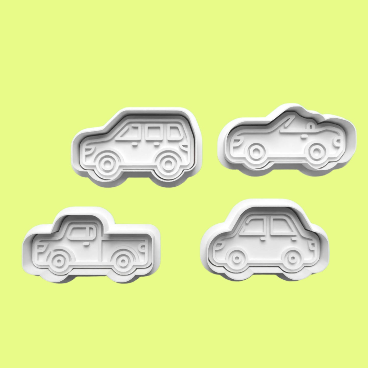 Mixed Motorcars Cookie Cutter and Embosser Stamp Set. Handmade gift item.