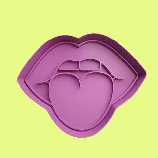 Lips Mouth Cookie Cutter and Embosser Stamp Set 8cm