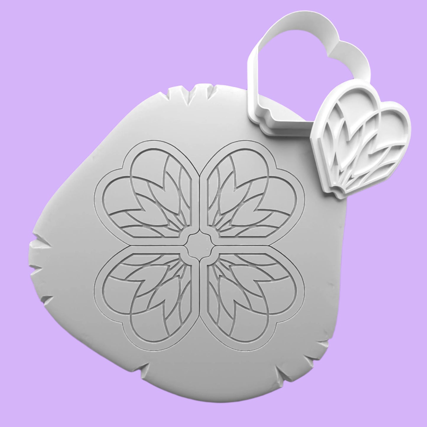 Flower Cookie Platter Cutter and Embosser Stamp  Complete Set