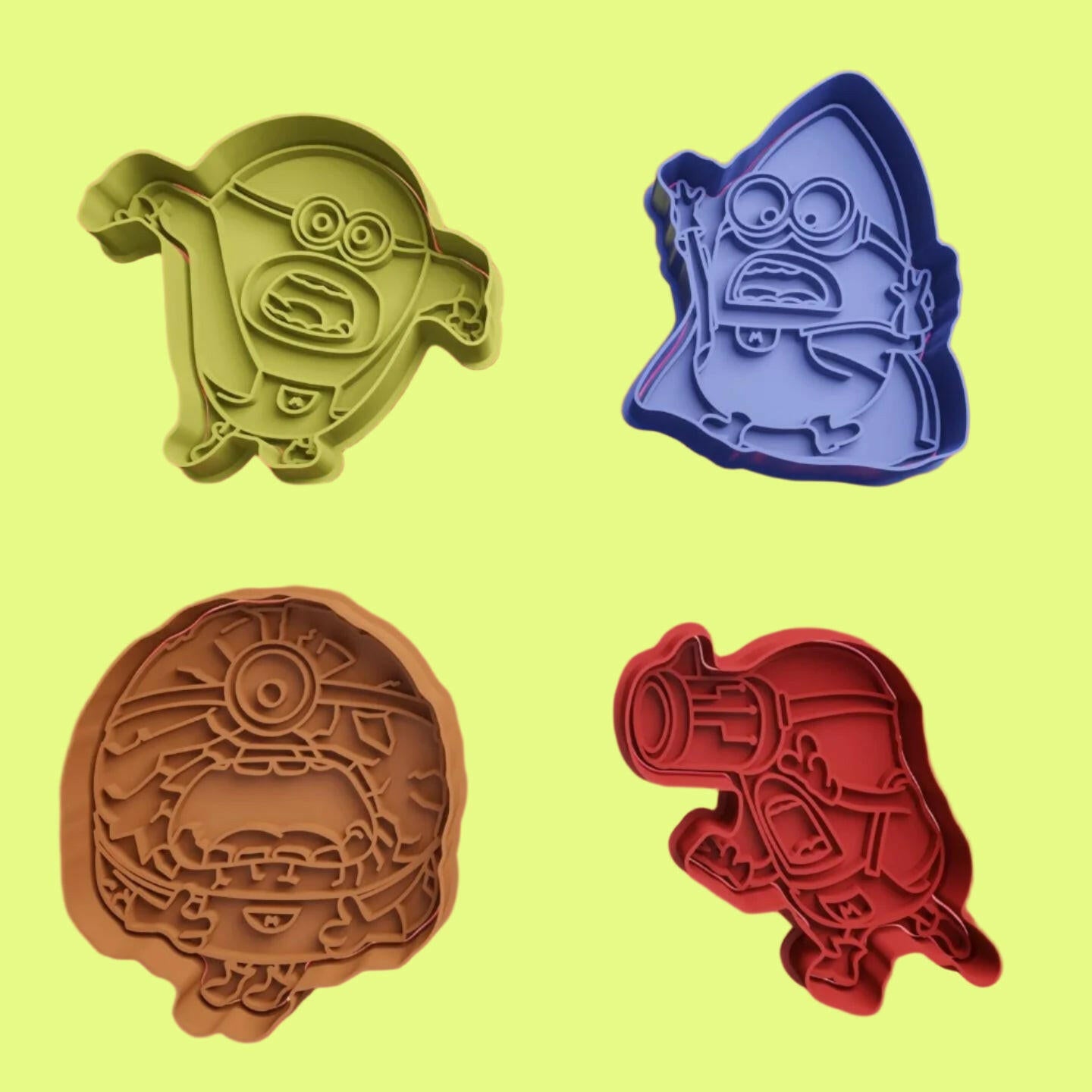 Mega Minions Despicable Me Cookie Cutter and Embosser Stamp  Complete Set.