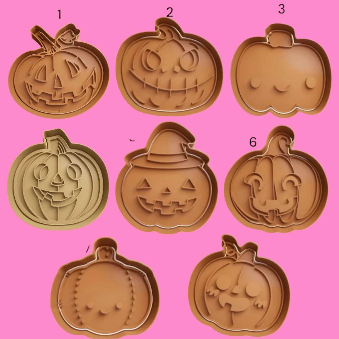 Various Halloween Pumpkin Cookie Cutter and Embosser Stamp.