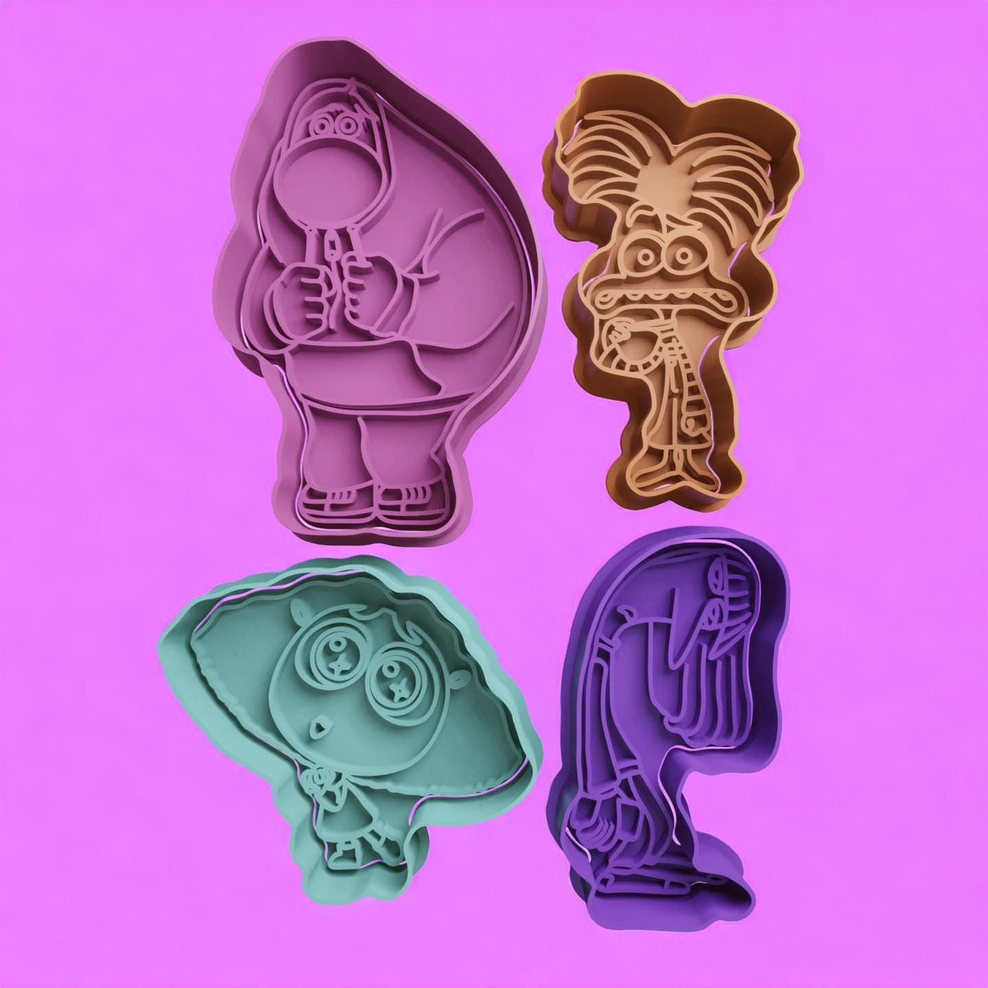 Inside Out Set 3 Cookie Cutter and Embosser Stamp Complete Set