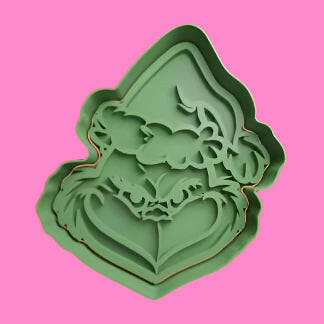 Merry Grinch Mas Cookie Cutter and Embosser Stamp Complete Set.