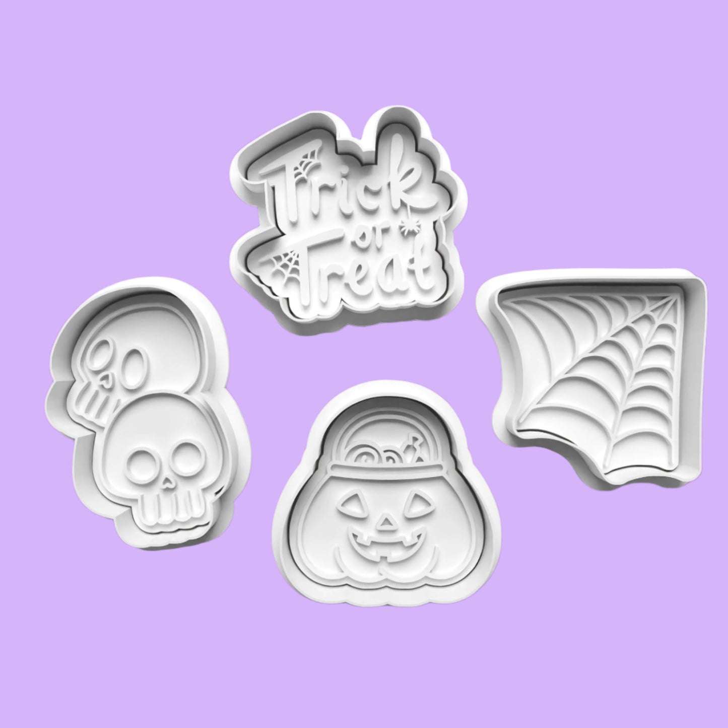 Halloween Trick or Treat Cookie Cutter and embosser stamp set.