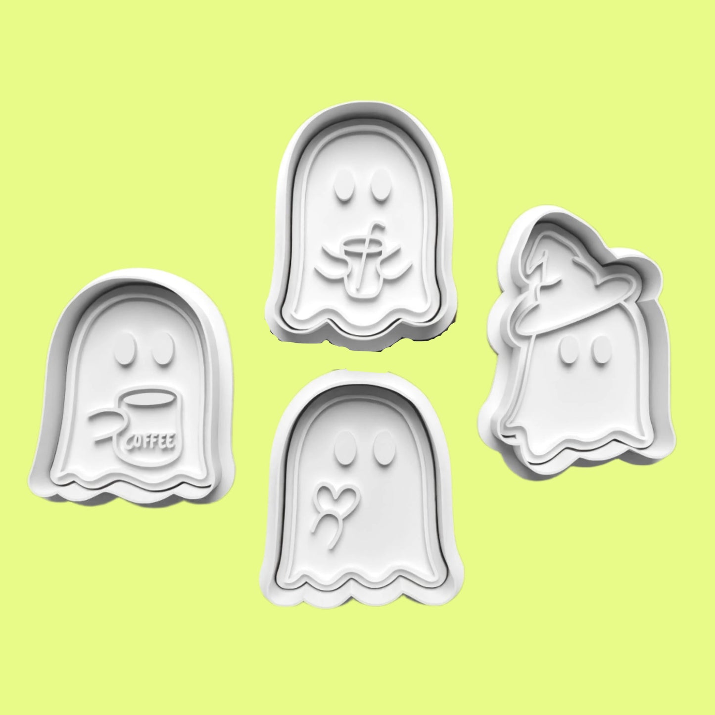 Halloween Ghosts Cookie Cutter and embosser stamp set.